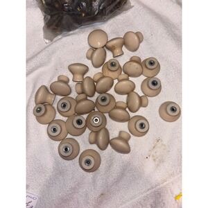 29 Vintage Ceramic Cabinet Knobs Drawer Pulls Light Beige Round Mushroom Style